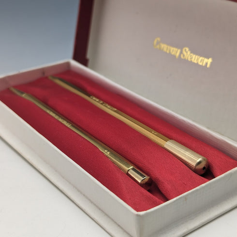 British vintage Conway Stewart pencil and ballpoint pen set with case and instructions